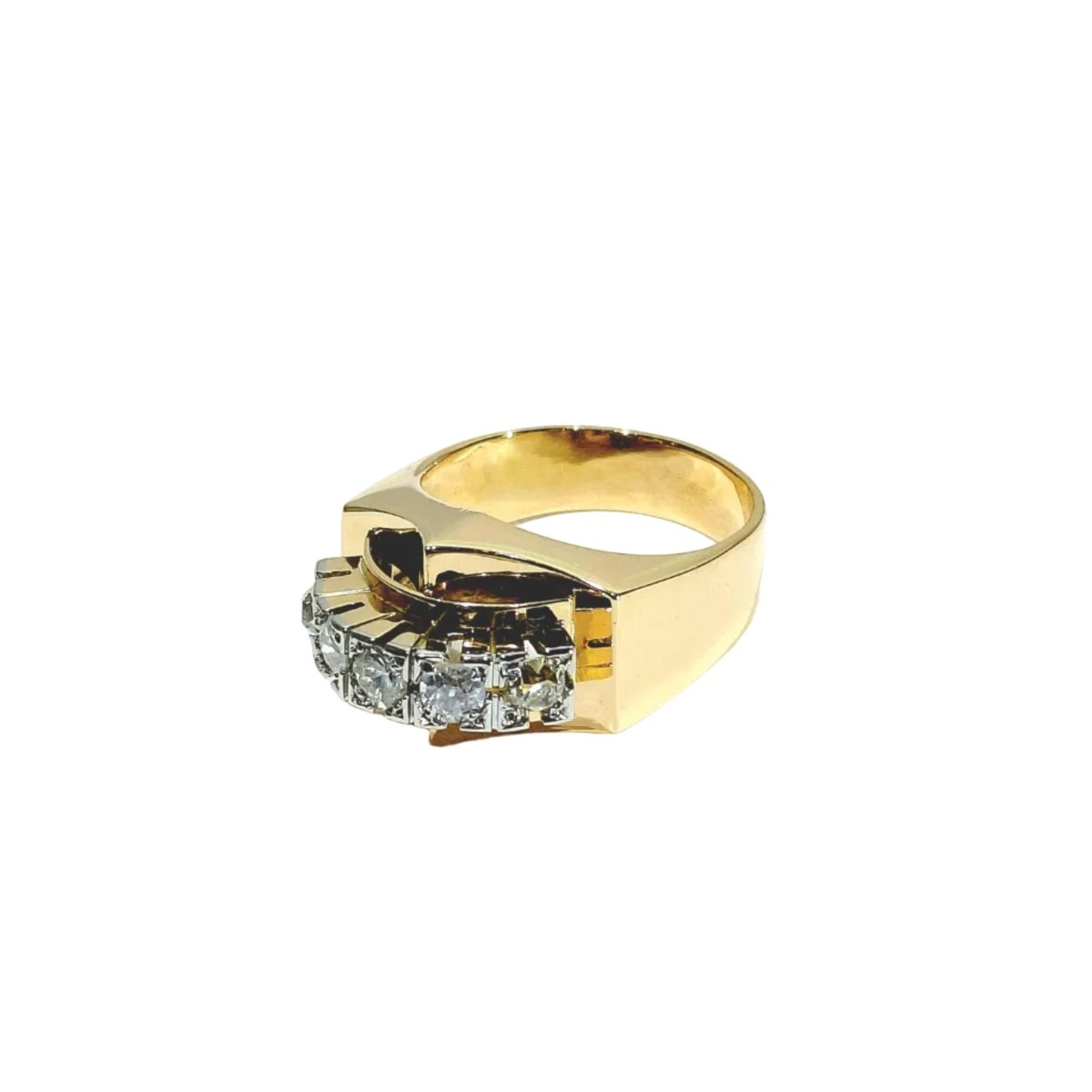 Bague Tank en or rose, platine et diamants - Castafiore