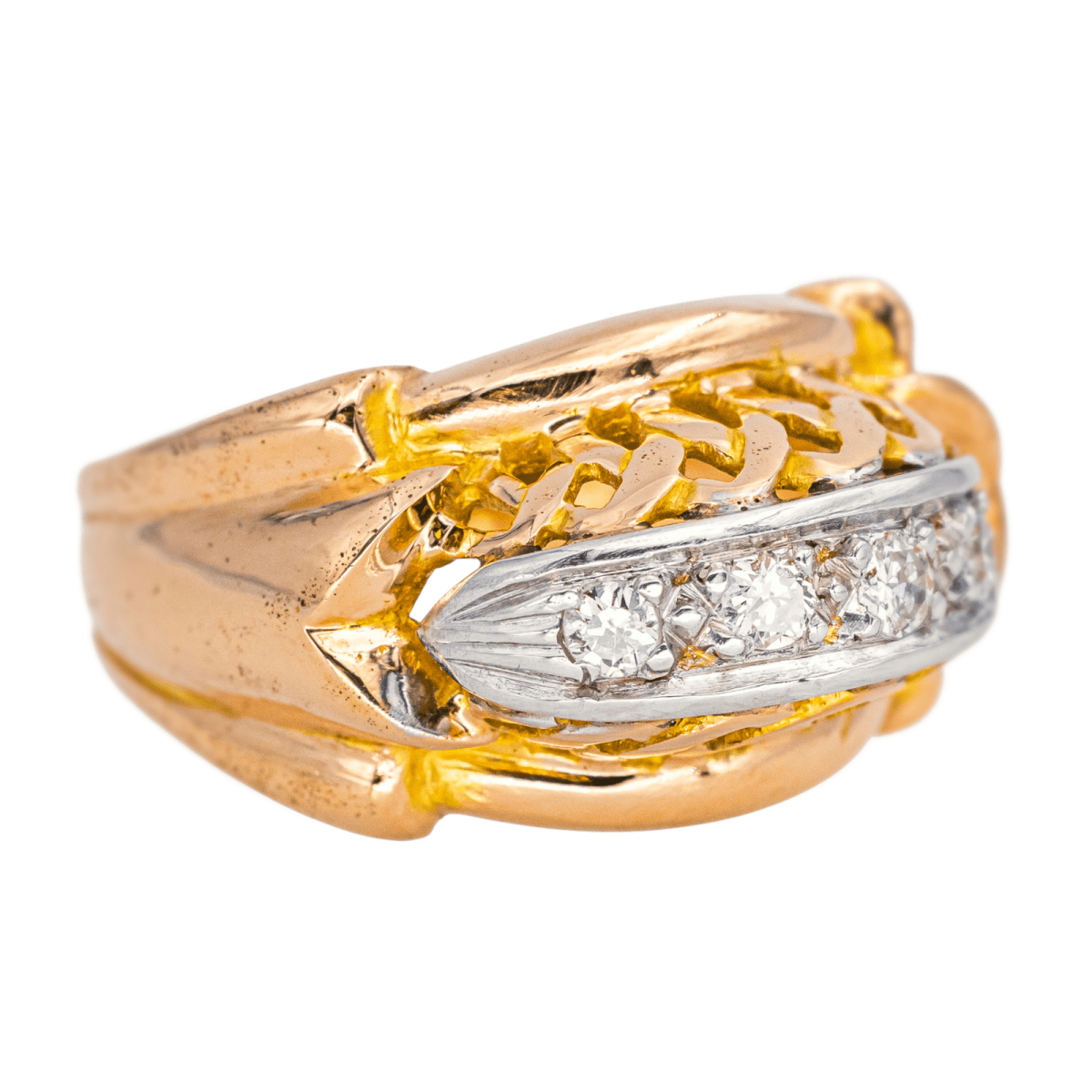 Bague Tank en or rose, platine et diamants - Castafiore