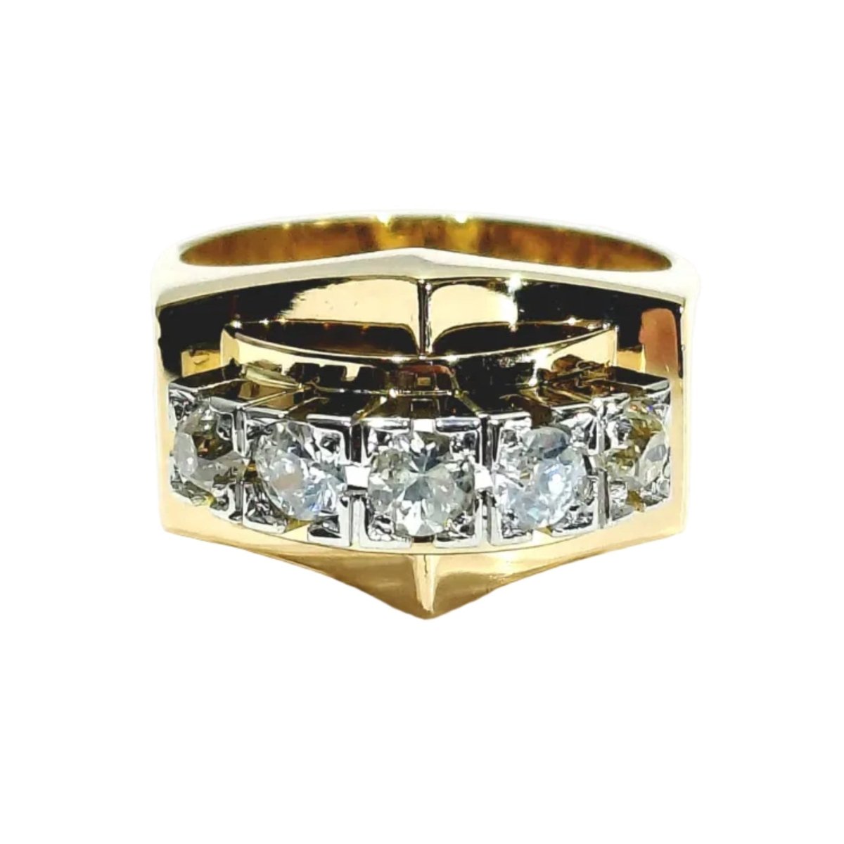 Bague Tank en or rose, platine et diamants - Castafiore