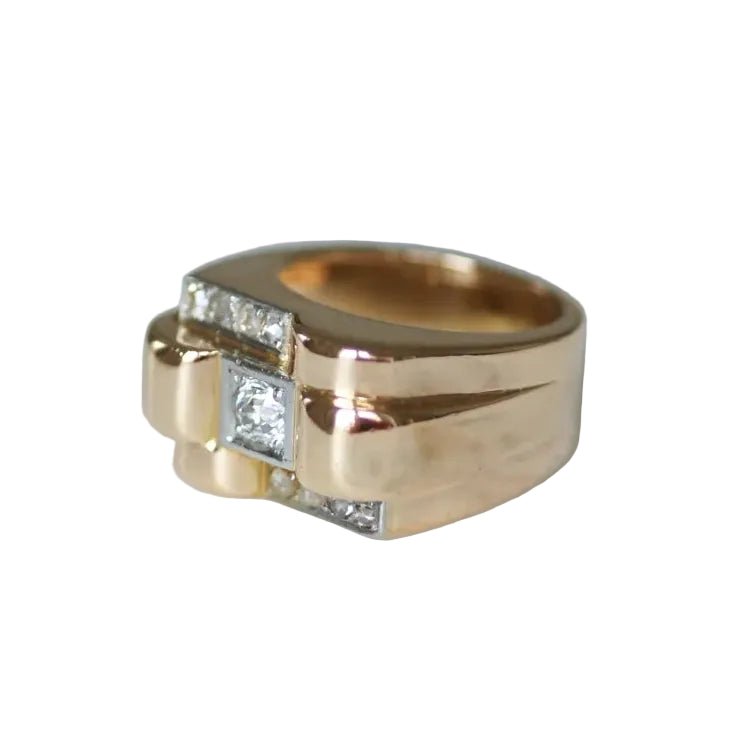 Bague Tank en or rose, platine et diamants - Castafiore