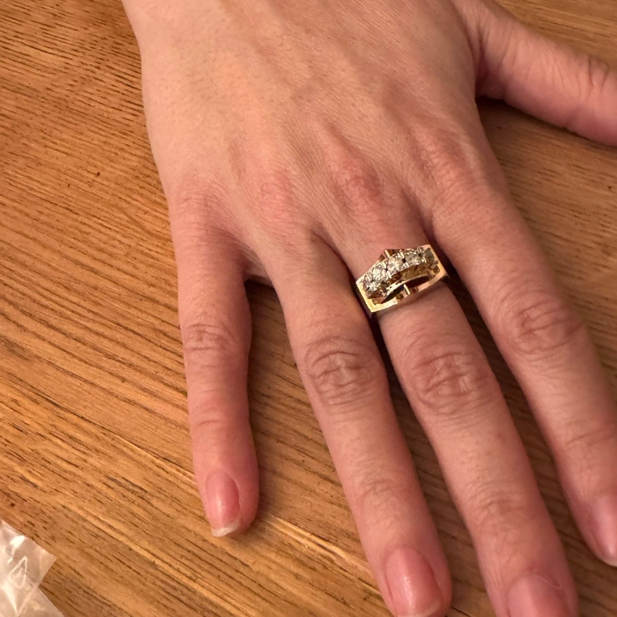 Bague Tank en or rose, platine et diamants - Castafiore