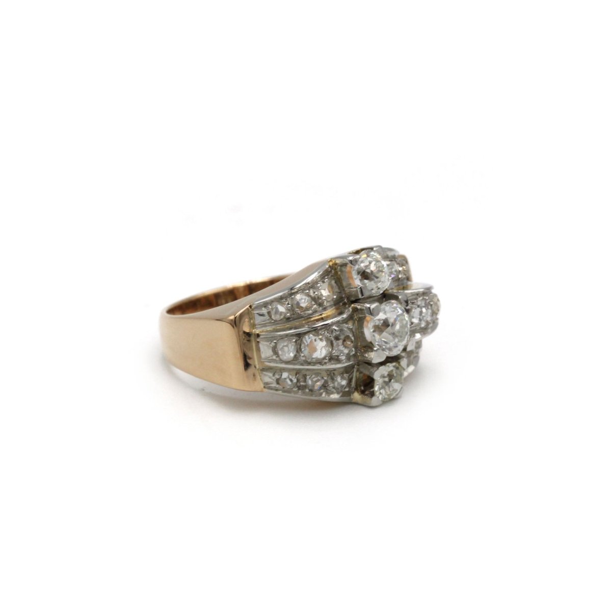 Bague Tank en or rose, platine, et diamants - Castafiore