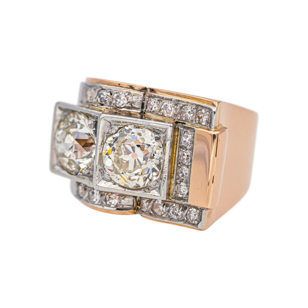 Bague Tank en or rose, platine et diamants - Castafiore