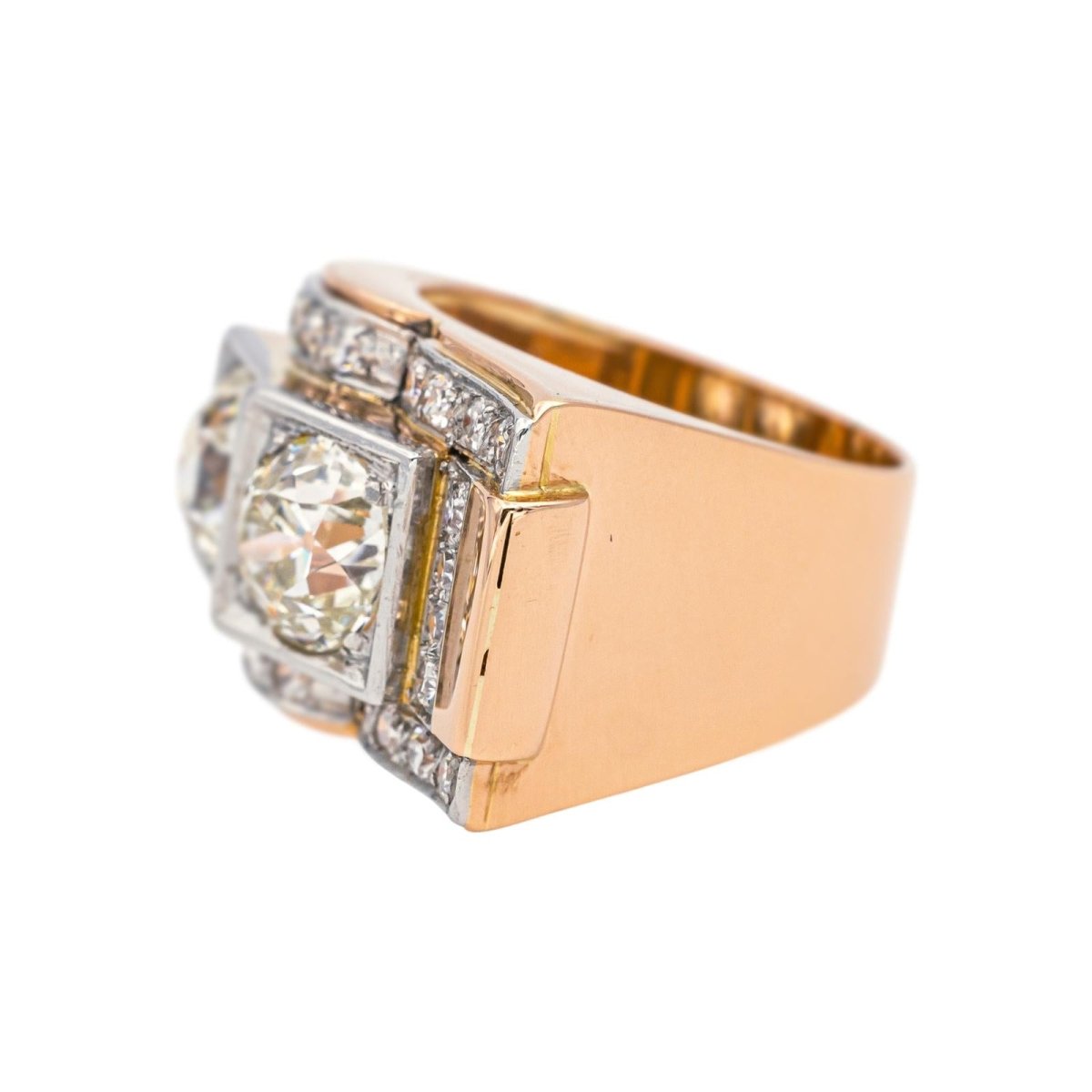 Bague Tank en or rose, platine et diamants - Castafiore