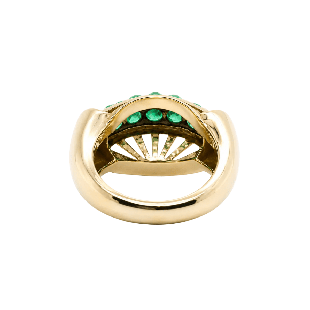 Bague Tank en or rose, platine et émeraudes - Castafiore