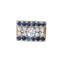 Bague Tank en or rose, platine, saphirs et diamants - Castafiore