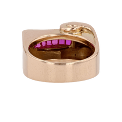 Bague Tank en or rose, rubis et diamants - Castafiore