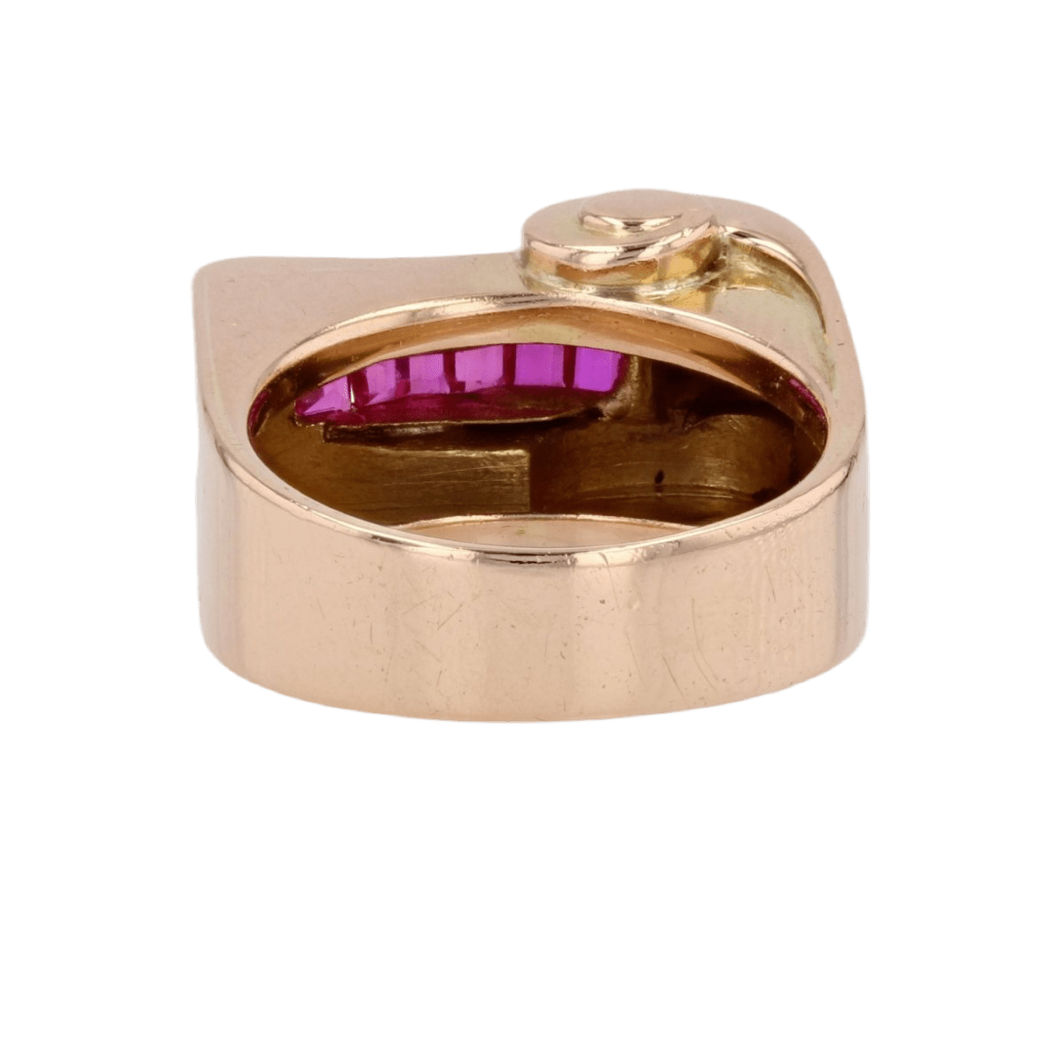 Bague Tank en or rose, rubis et diamants - Castafiore