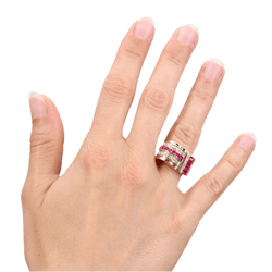 Bague Tank en or rose, rubis et diamants - Castafiore