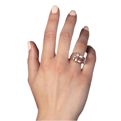 Bague Tank en or rose, rubis et diamants - Castafiore