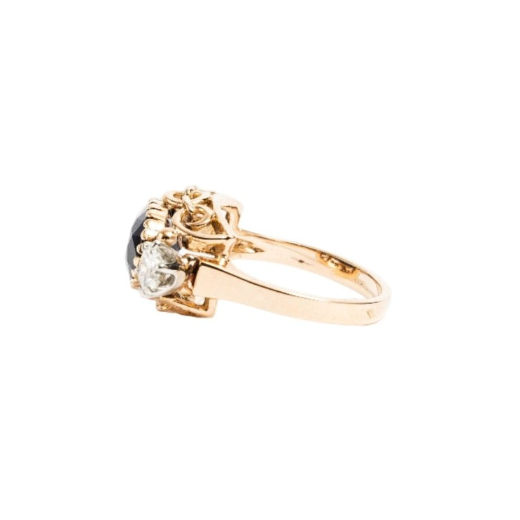Bague Tank en or rose, saphir et diamants - Castafiore