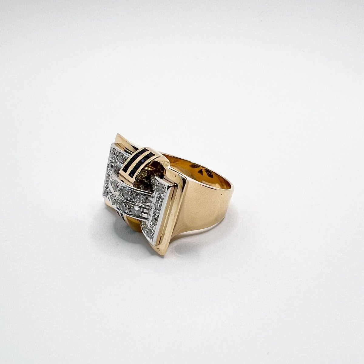 Bague Tank en or, saphirs et diamants - Castafiore