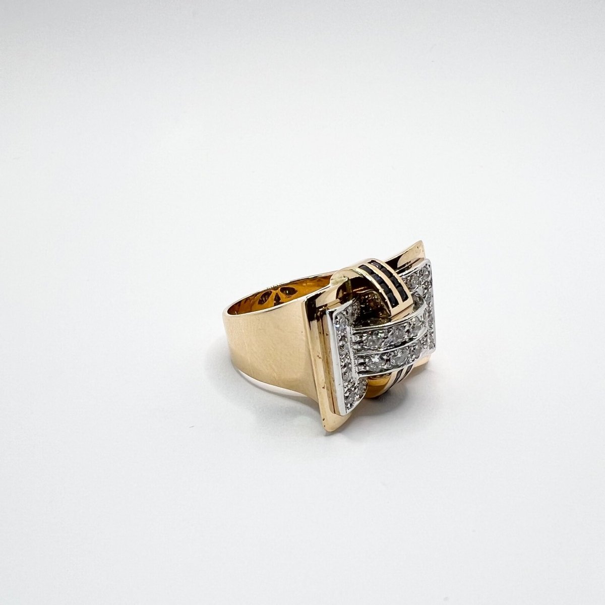 Bague Tank en or, saphirs et diamants - Castafiore