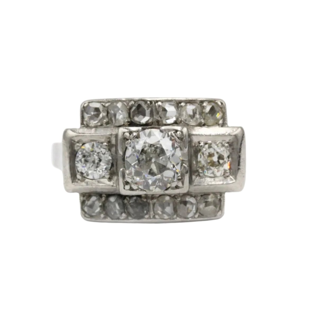 Bague Tank en platine et diamants - Castafiore