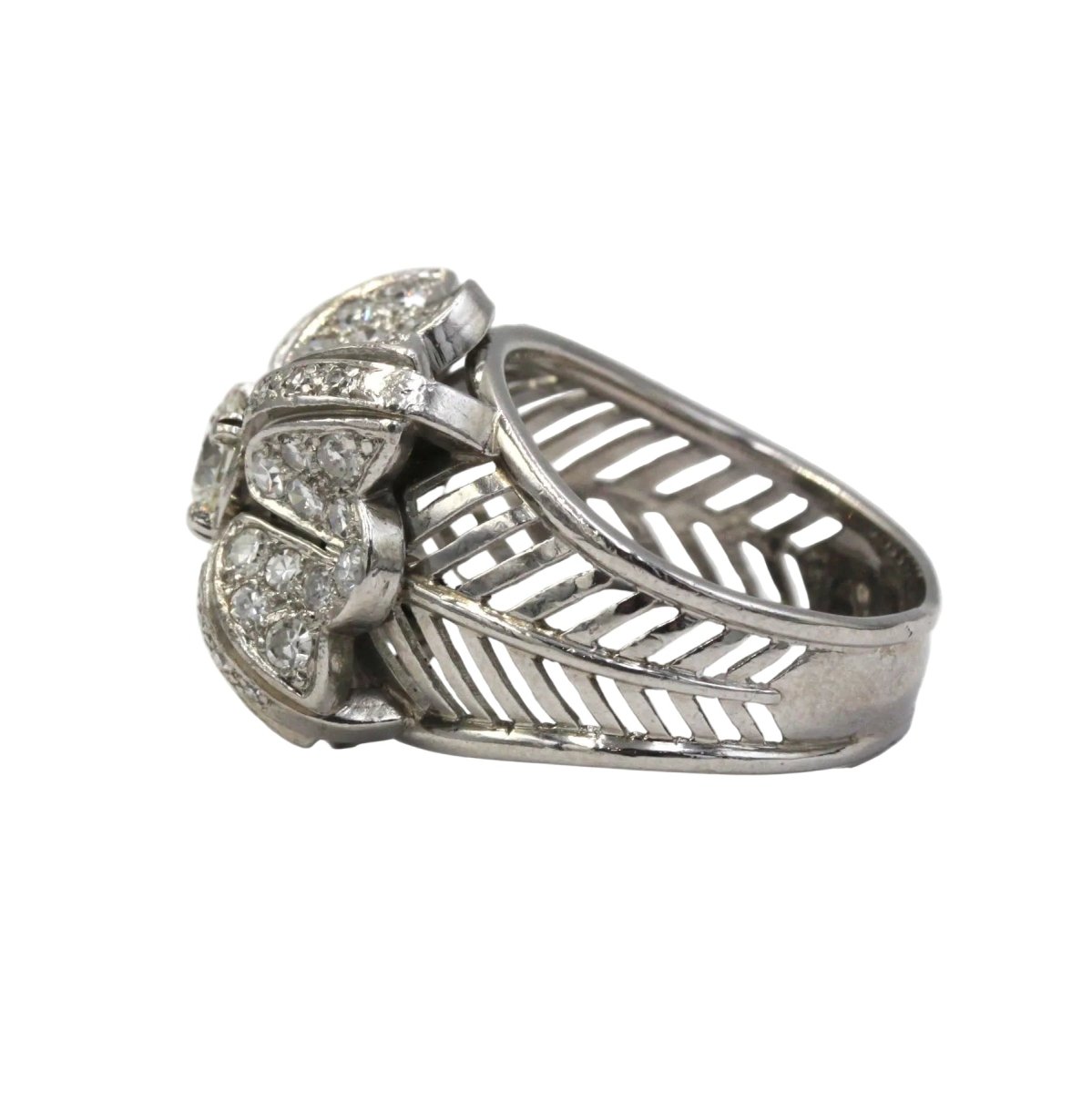 Bague Tank en platine et diamants