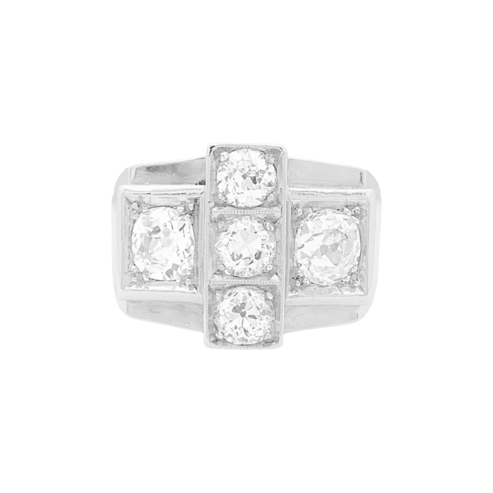Bague Tank en platine et diamants - Castafiore