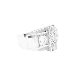 Bague Tank en platine et diamants - Castafiore