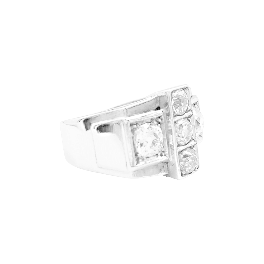 Bague Tank en platine et diamants - Castafiore