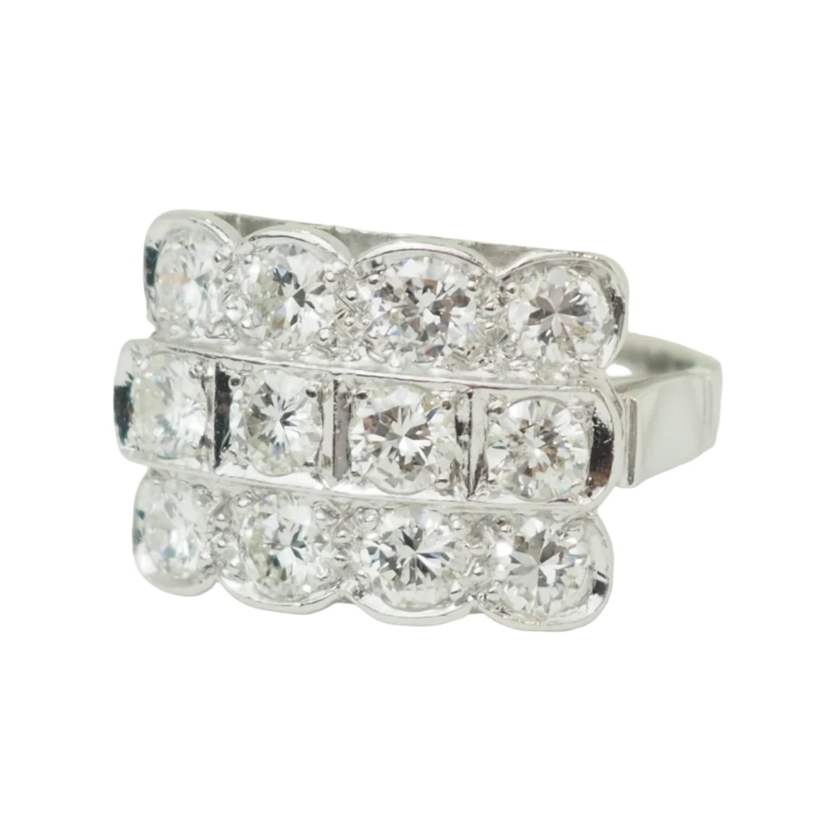 Bague Tank en platine et diamants - Castafiore
