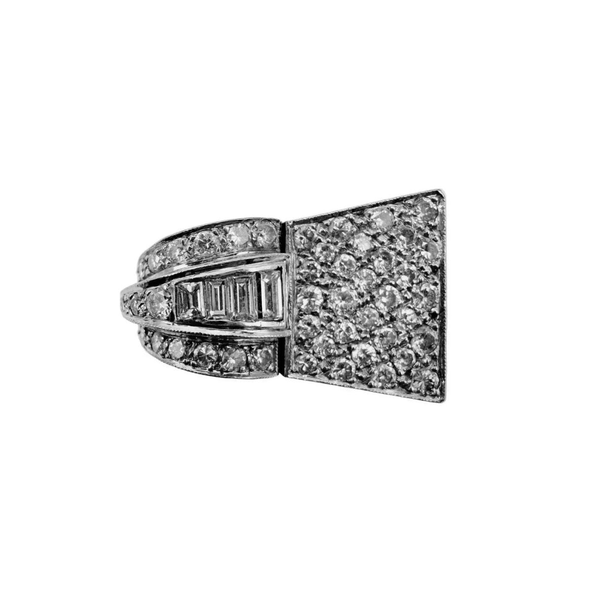 Bague Tank en platine et diamants - Castafiore