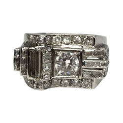 Bague Tank en platine et diamants - Castafiore