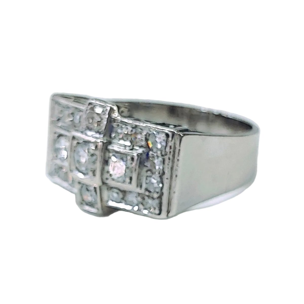Bague Tank en platine et diamants - Castafiore