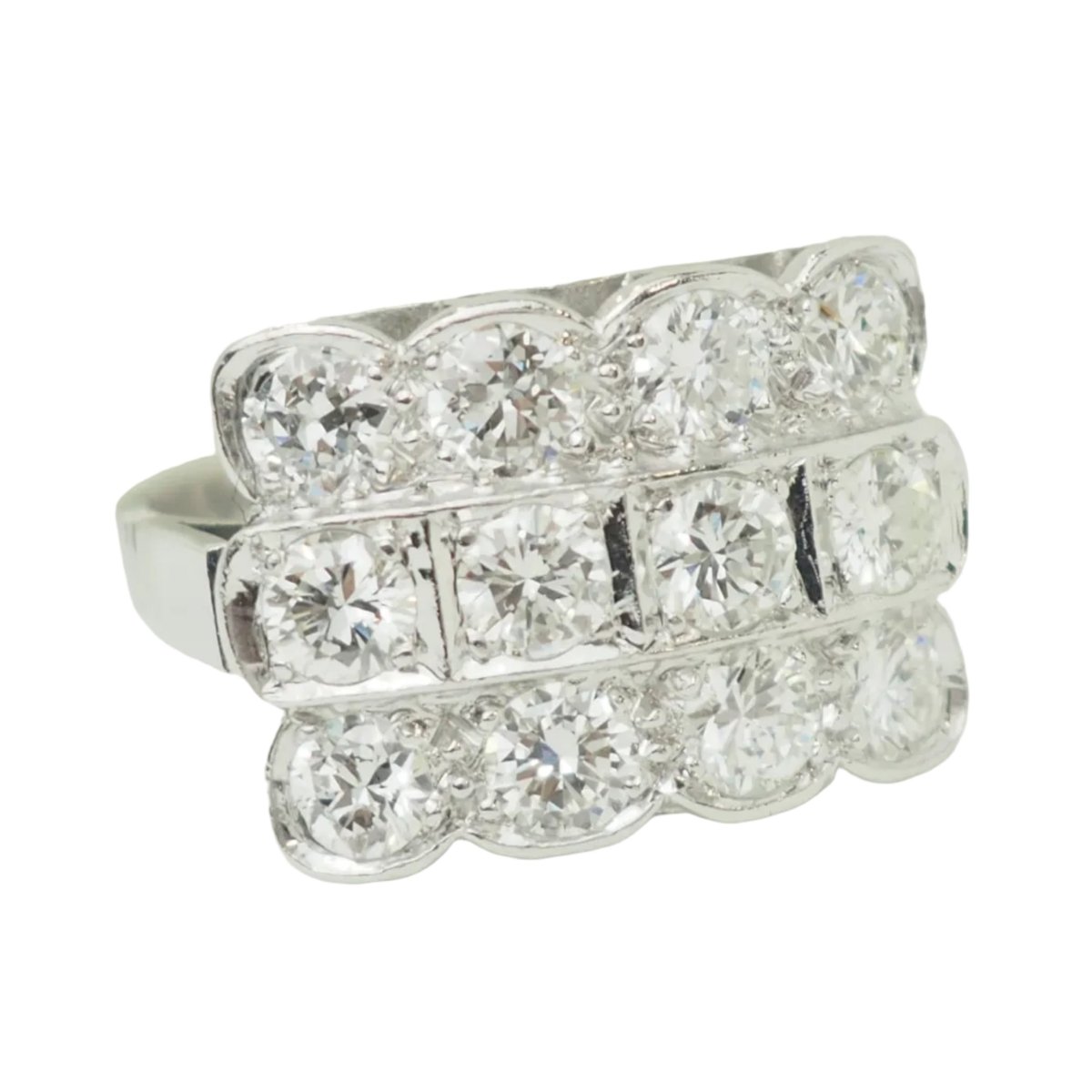 Bague Tank en platine et diamants - Castafiore
