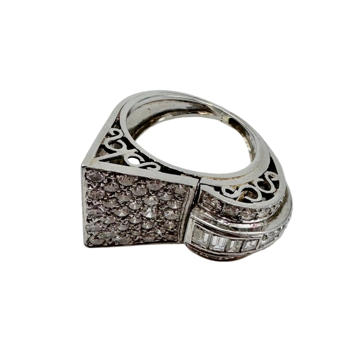 Bague Tank en platine et diamants - Castafiore