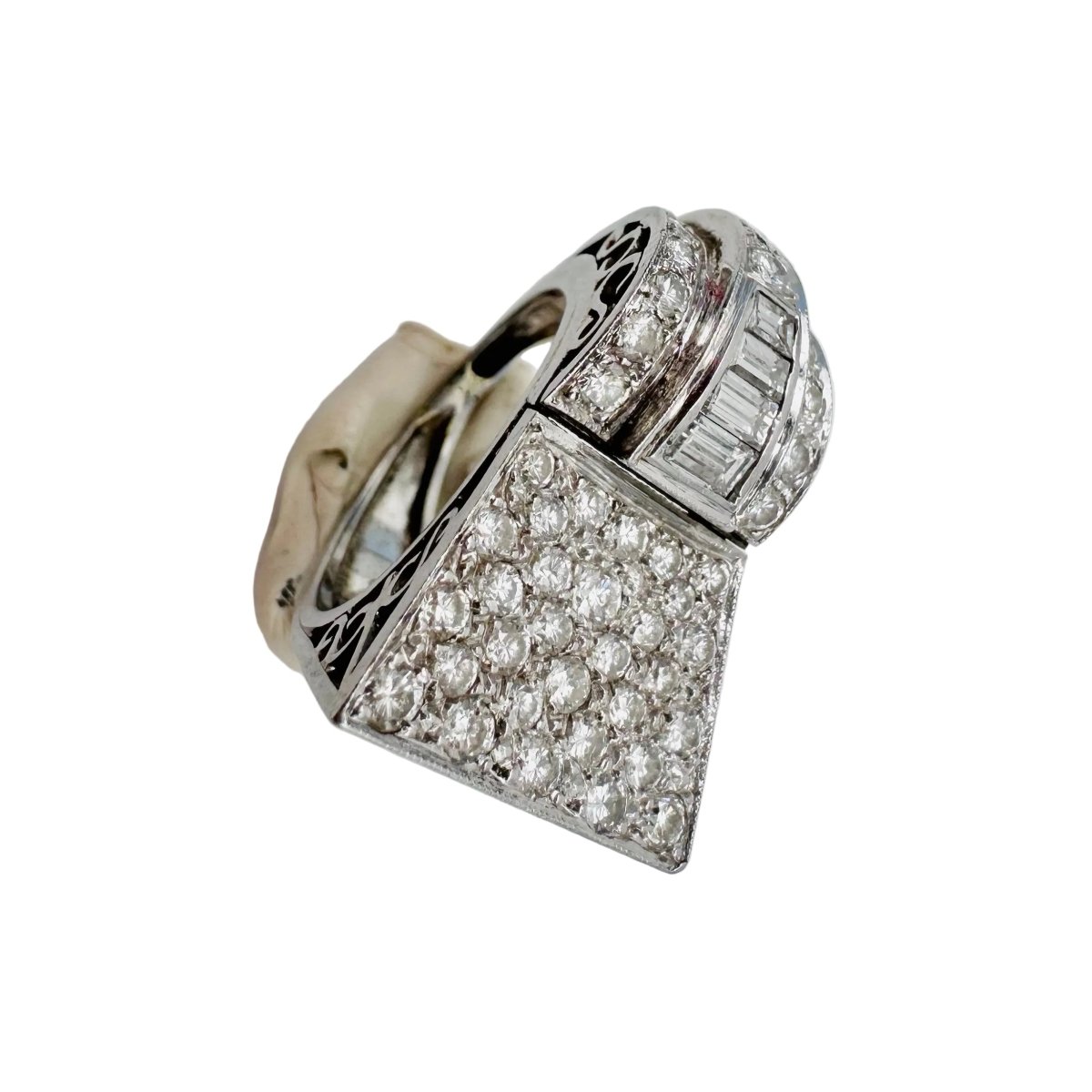 Bague Tank en platine et diamants - Castafiore