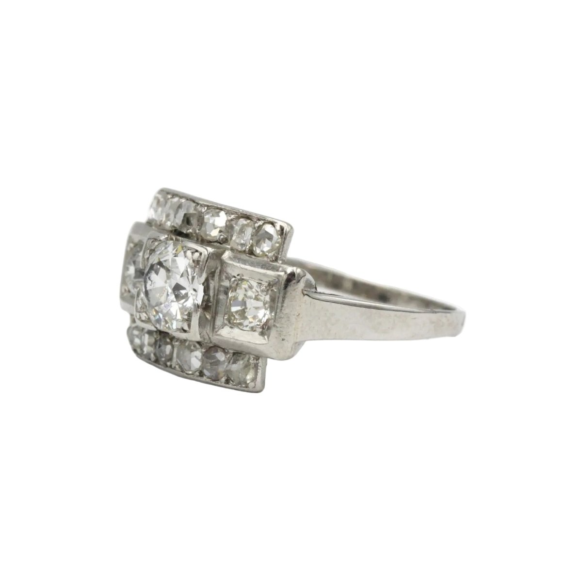 Bague Tank en platine et diamants - Castafiore