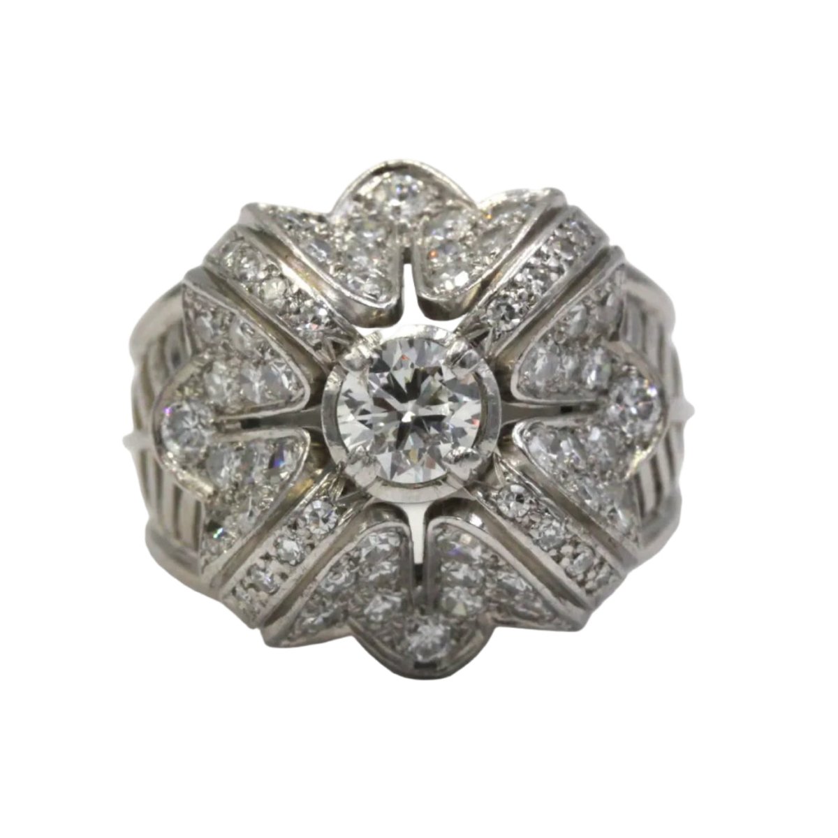 Bague Tank en platine et diamants