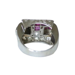 Bague Tank en platine, rubis et diamants - Castafiore