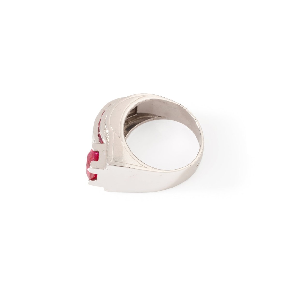 Bague Tank en platine, rubis et diamants - Castafiore