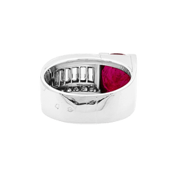 Bague Tank en platine, rubis et diamants - Castafiore