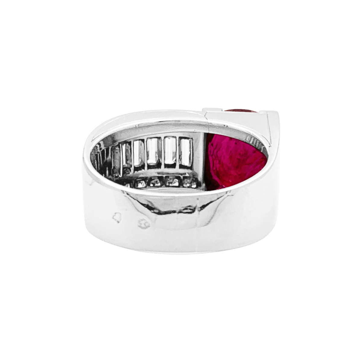 Bague Tank en platine, rubis et diamants - Castafiore