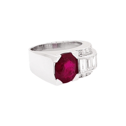 Bague Tank en platine, rubis et diamants - Castafiore