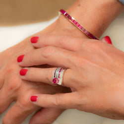 Bague Tank en platine, rubis et diamants - Castafiore