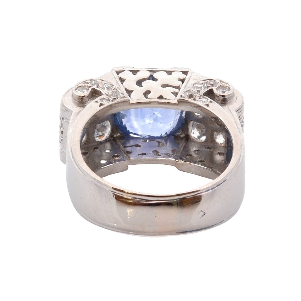 Bague Tank en platine, saphir, et diamants - Castafiore
