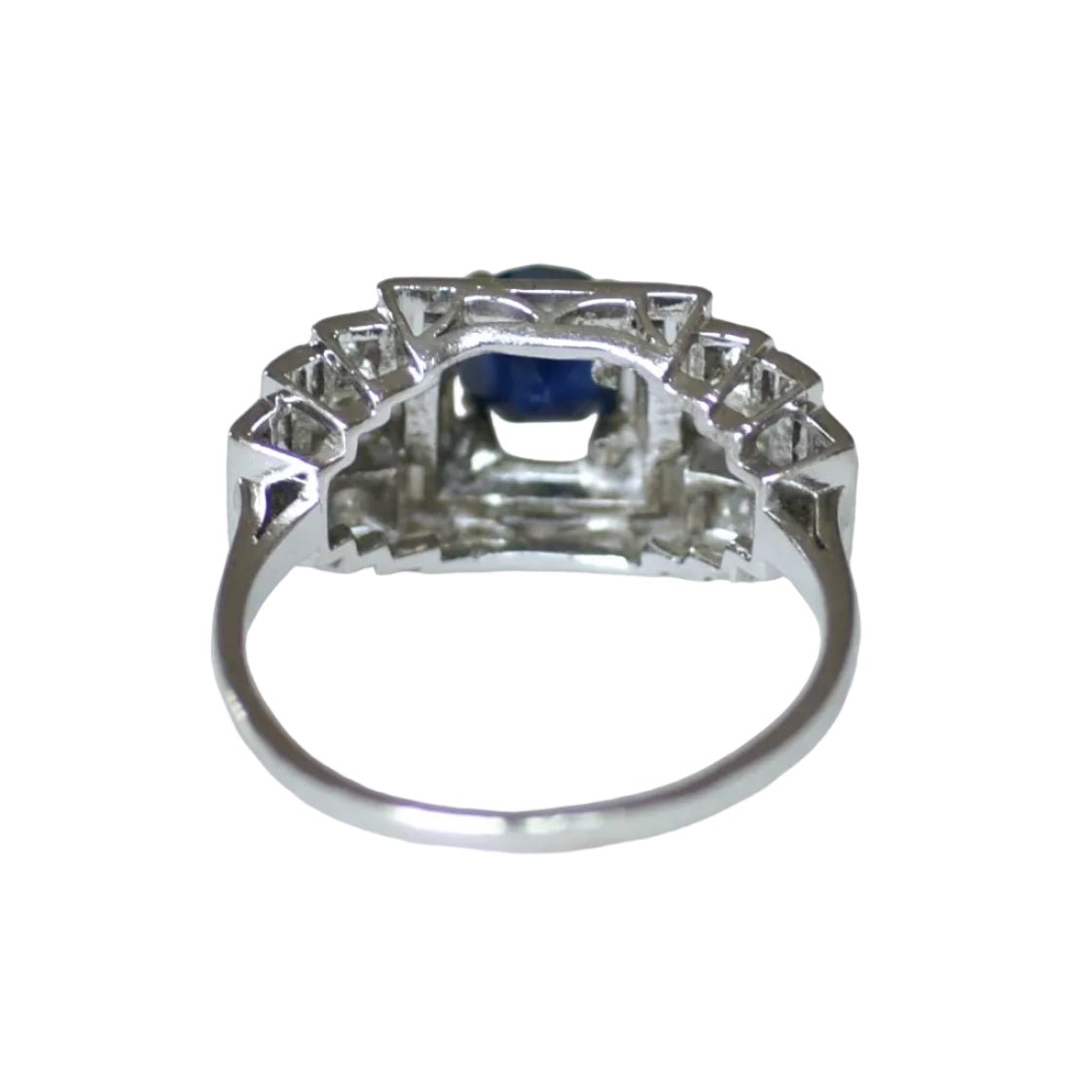 Bague Tank en platine, saphir et diamants - Castafiore