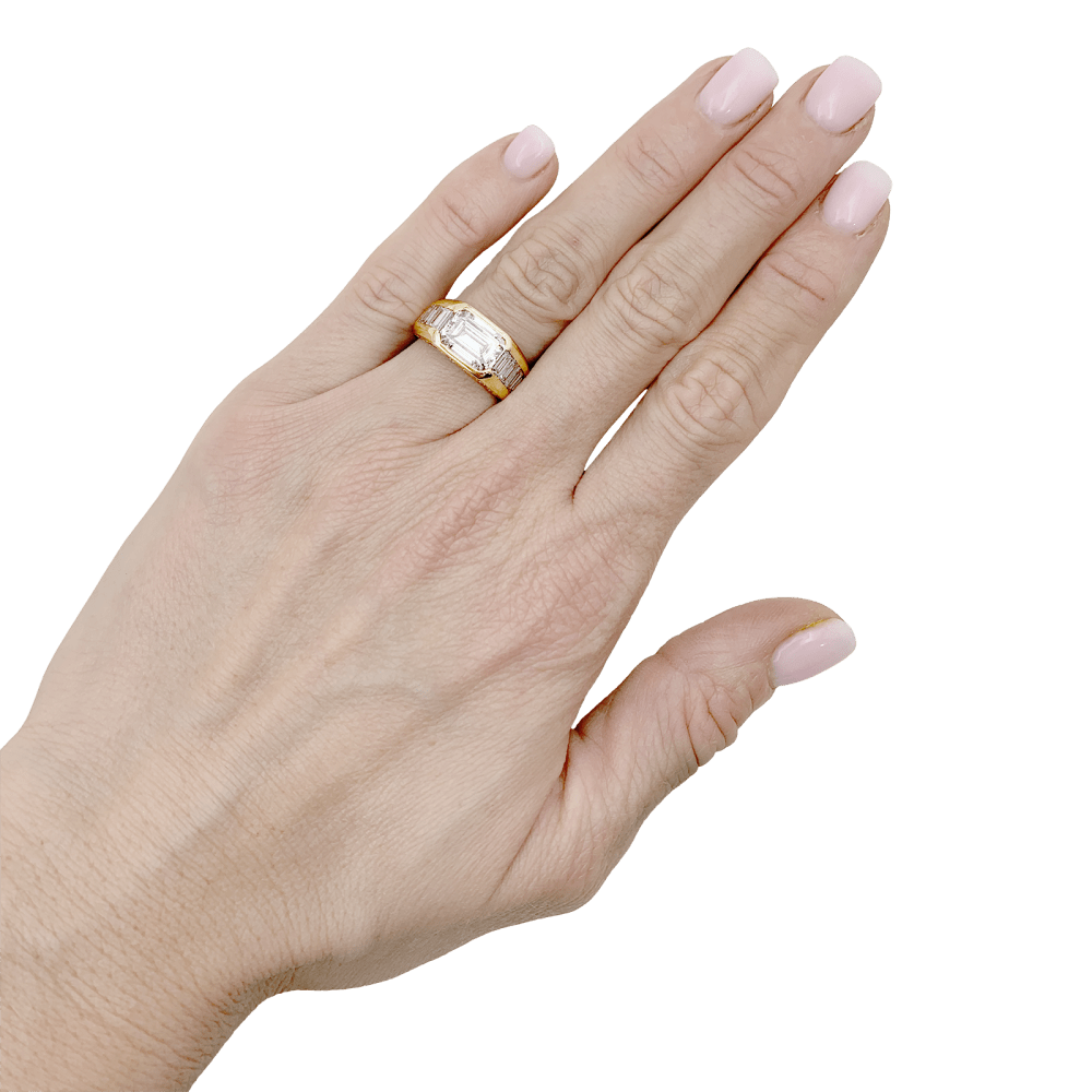 Bague Tank O.J PERRIN en or jaune et diamants - Castafiore