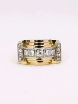 Bague tank or jaune diamants - Castafiore