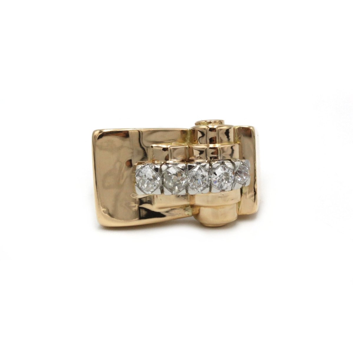 Bague Tank - Or, Platine & Diamants - Castafiore