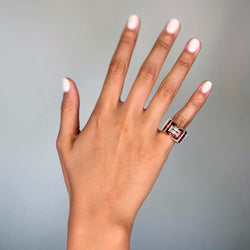 Bague TANK - Or, Platine, Diamants et Rubis - Castafiore