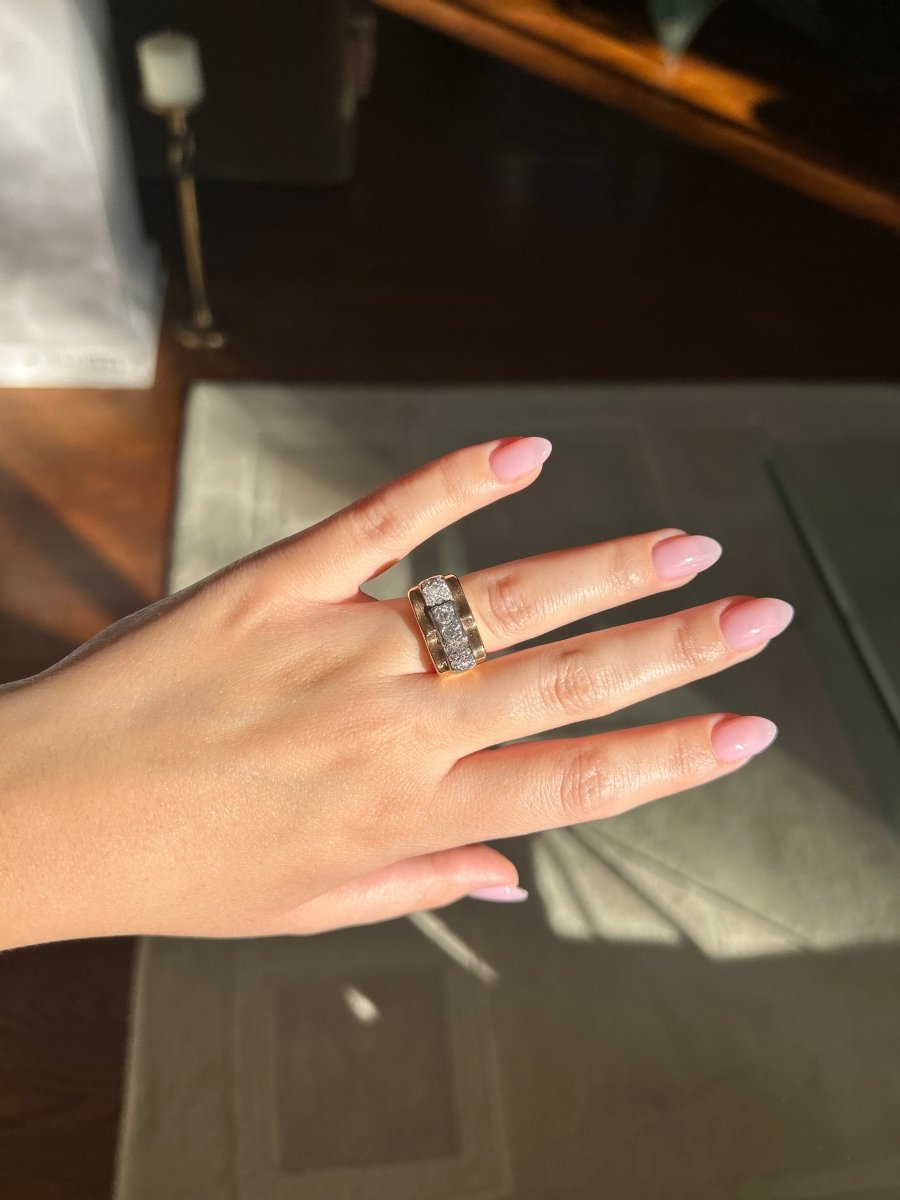 Bague Tank - Or, platine et diamants - Castafiore