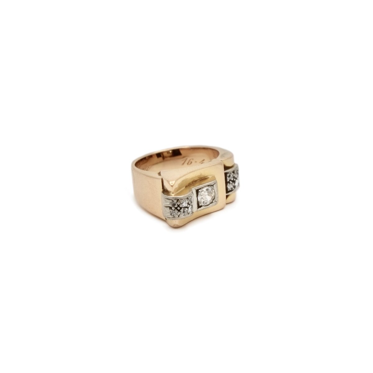 Bague tank or rose asymétrique - Castafiore