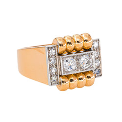 Bague Tank Or rose Diamant - Castafiore