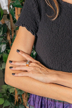 Bague Tank Or rose Diamant - Castafiore