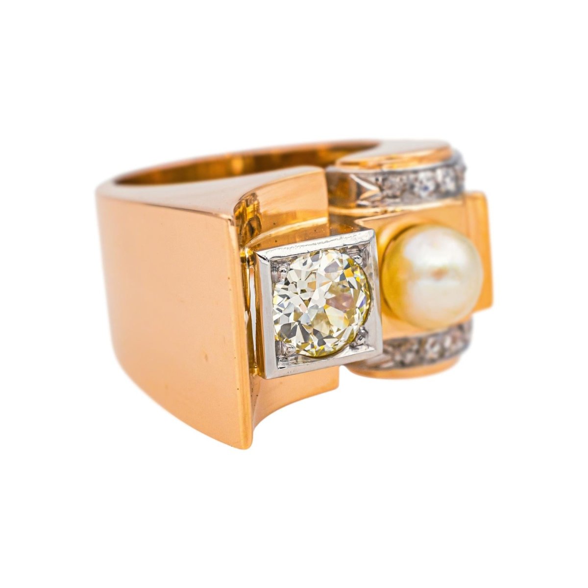Bague Tank Or rose Diamant - Castafiore