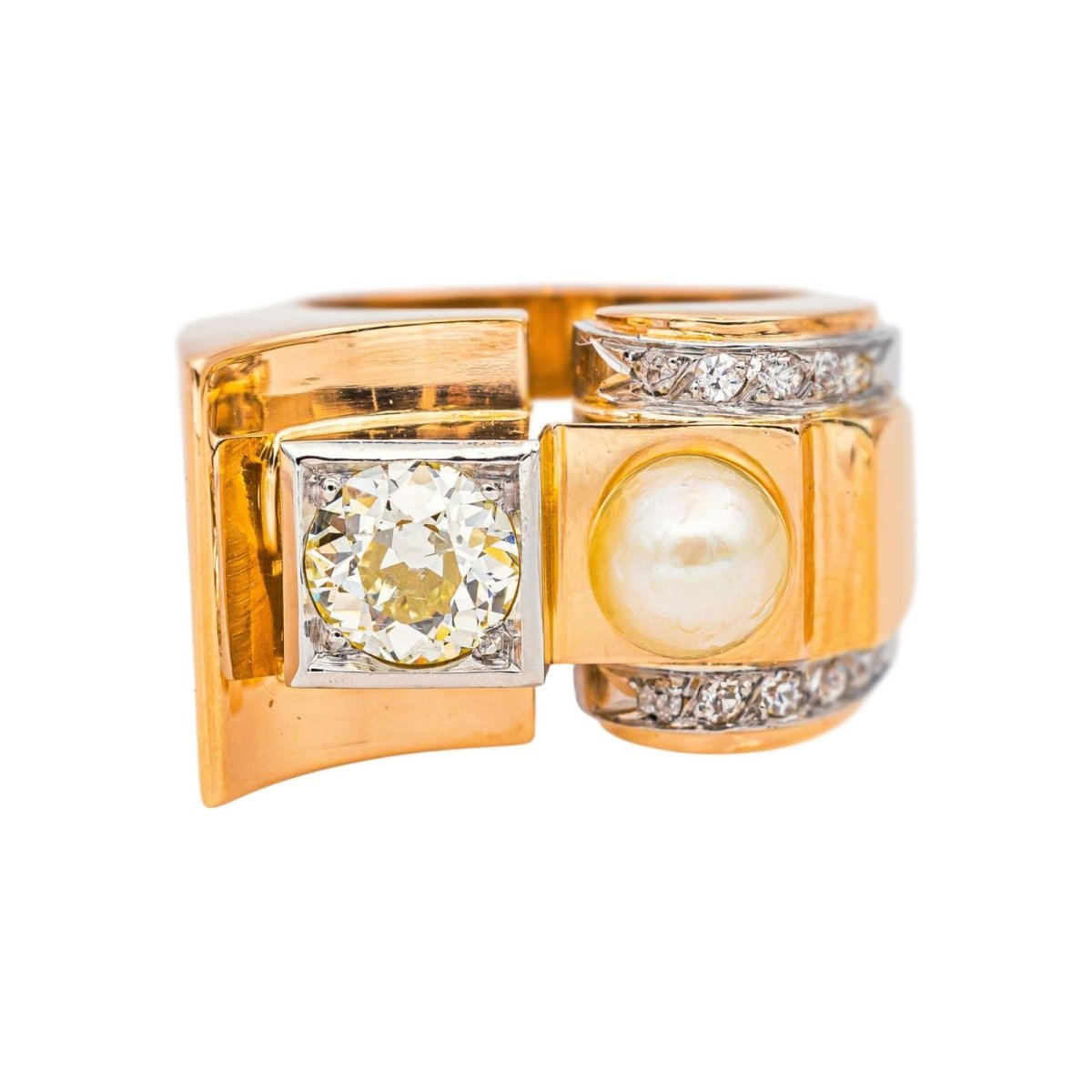 Bague Tank Or rose Diamant - Castafiore