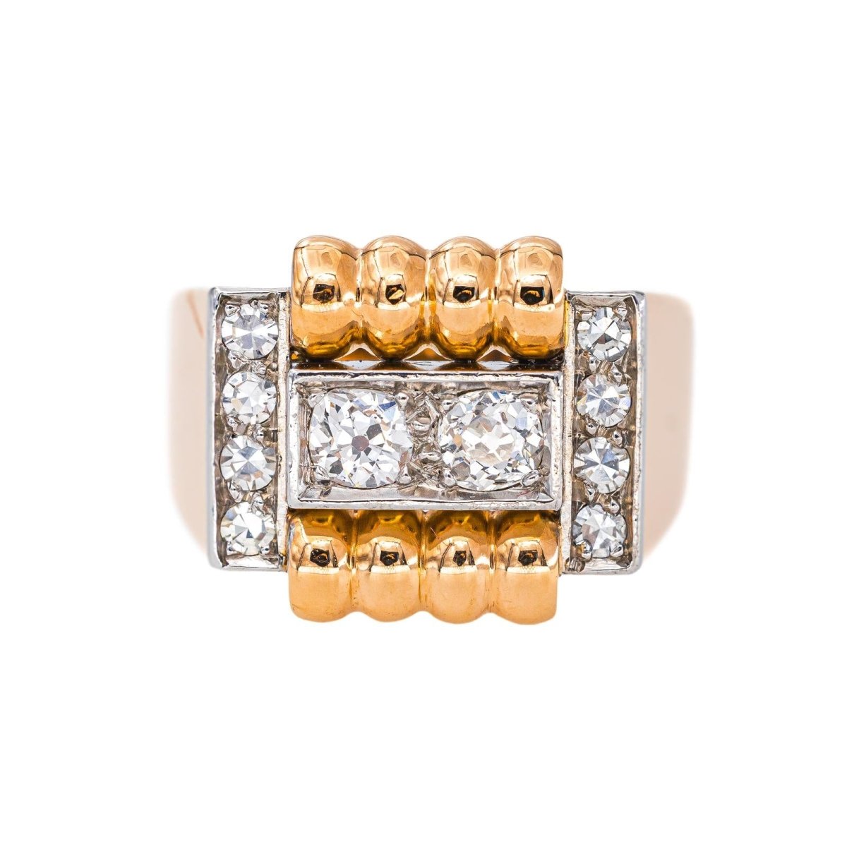 Bague Tank Or rose Diamant - Castafiore